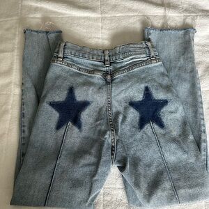 REVICE Light Blue Star Patch Straight Leg Jeans